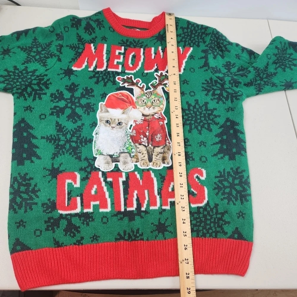 Party Sweater Men's Meowy Catmas Ugly Christmas Sweater Sz Large - Picture 10 of 11